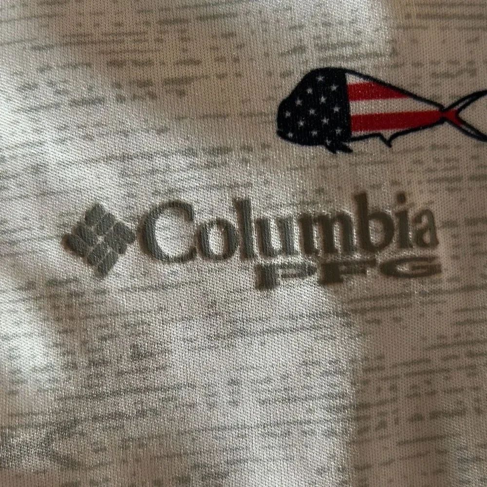 Columbia PFG American Flag Whale Shark Omni-Shade Fishing Shirt XL - Picture 6 of 9